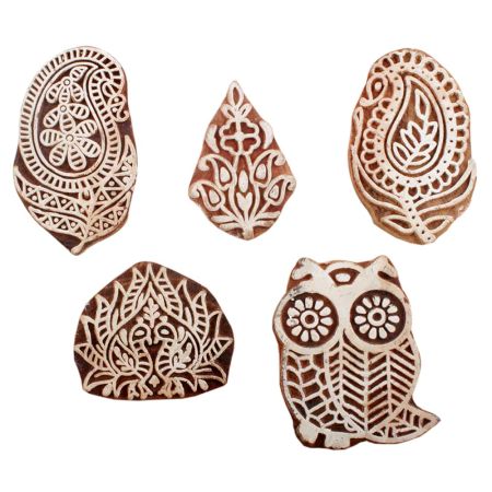 Set of 5 Piece New Mix Wooden Printing Blocks